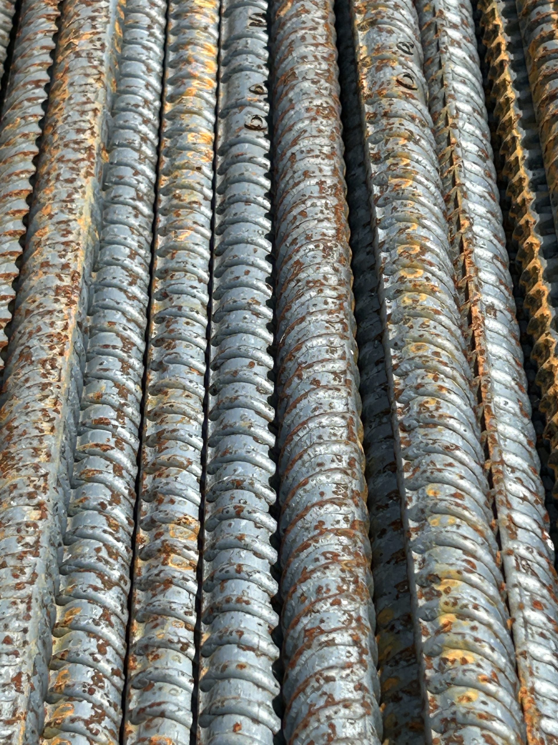 IMG_9681 Close-up of rebar used in concrete reinforcement.
